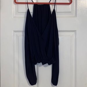 Brandy Melville open shoulder navy shirt
